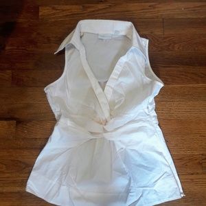 WHITE SHIRT SLEEVELESS DRESS POLO COLLAR